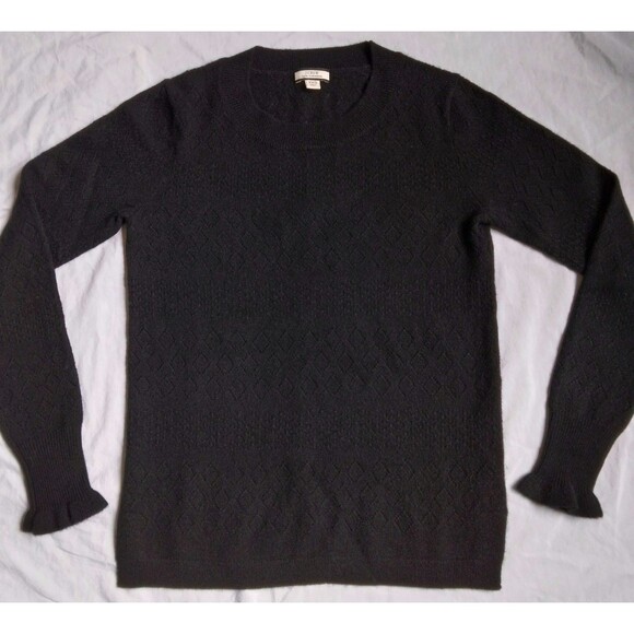 J.Crew Cashmere Sweater Pointelle Black Women's Size XXS - Picture 8 of 15